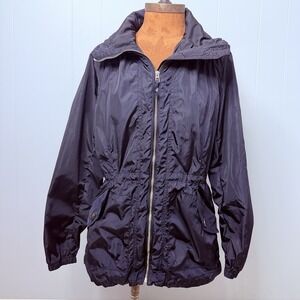 Massimo Dutti Womens Hooded Jacket Rain Resistant Size Small Blue S